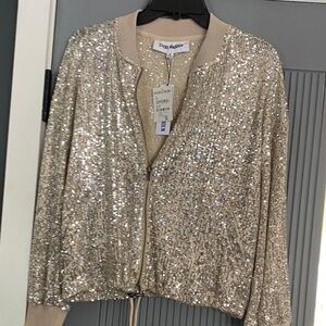 Steve Madden Sparkling Sequin Bomber Jacket